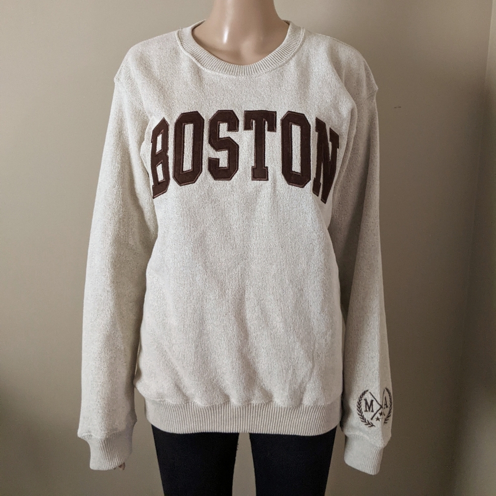 Boston College embroidered knit crewneck sweater, men's small